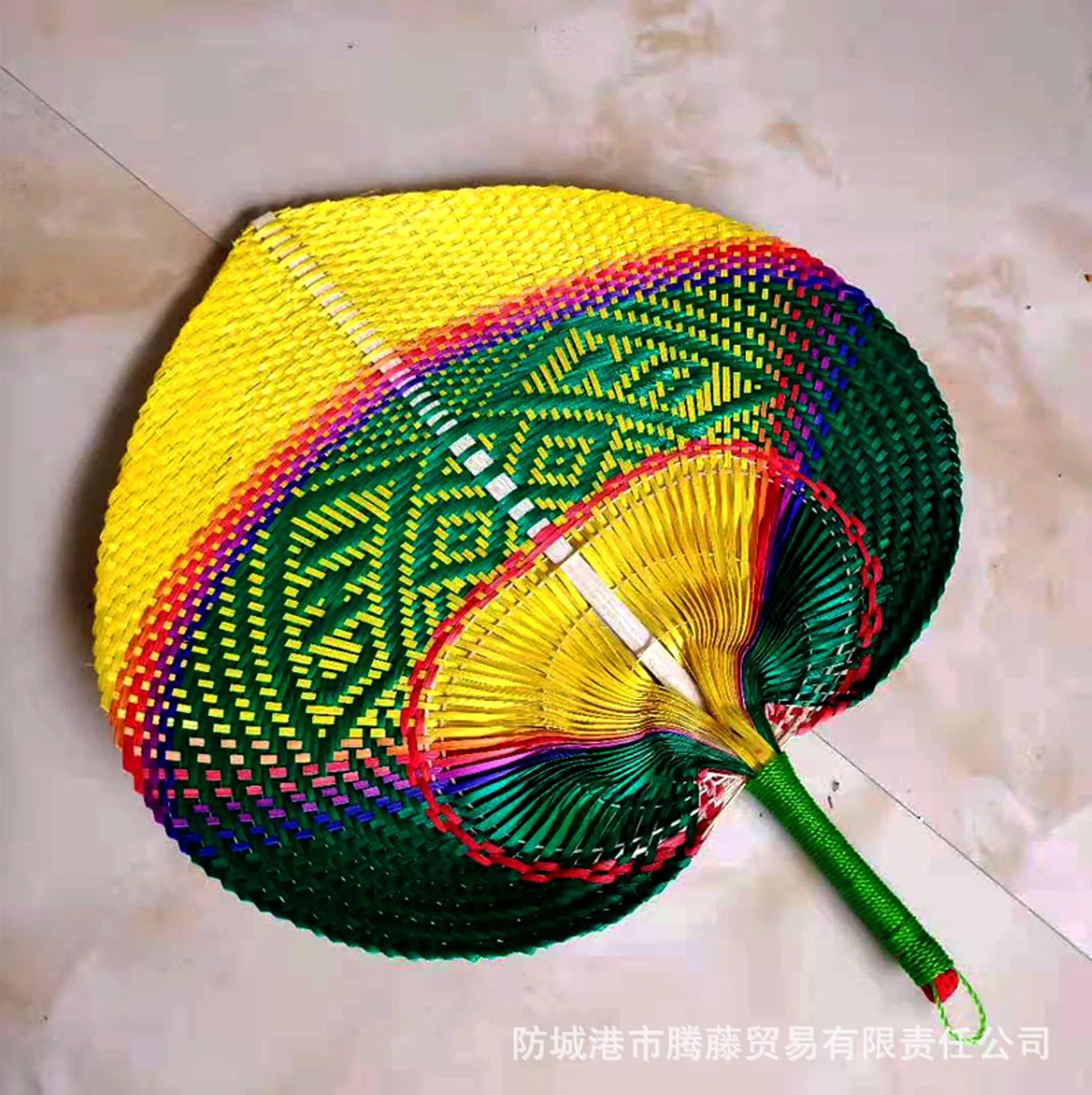 1pc Natural Bamboo Raffia Hand Fan Summer Cooling Supplies Hand Colored Woven Fan Farmhouse Wall Decoration Wedding Party Gift