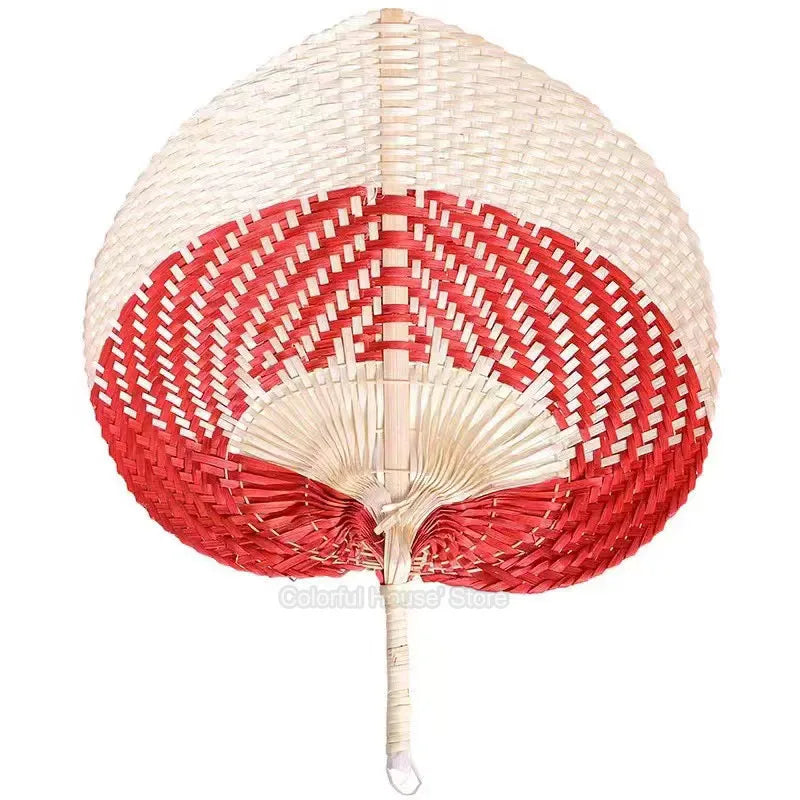 1pc Natural Bamboo Raffia Hand Fan Summer Cooling Supplies Hand Colored Woven Fan Farmhouse Wall Decoration Wedding Party Gift